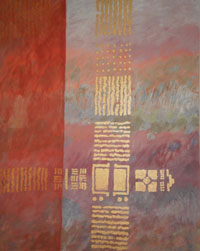 Gouden tuin, acryl op doek